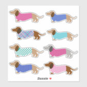 Stickers Pastel Dachshund colorés (Feuille)