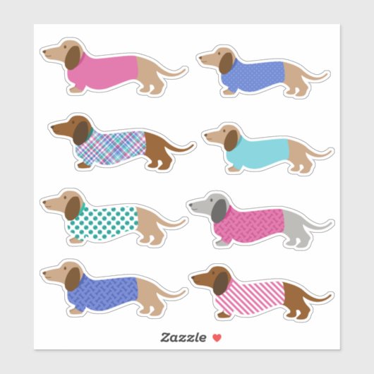 Stickers Pastel Dachshund colorés (Feuille)