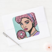 Stickers Pastel Pink Vintage Comic Style Donut (Enveloppe)