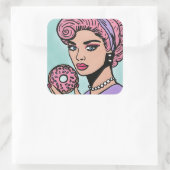 Stickers Pastel Pink Vintage Comic Style Donut (Sac)