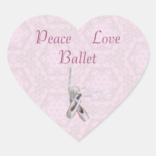 Stickers 'Peace, Love & Ballet' Coeur de dentelle (Devant)