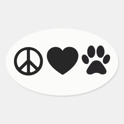 Stickers Peace, Love & Dogs 4,5 x 2,7 pouces (feui (Devant)