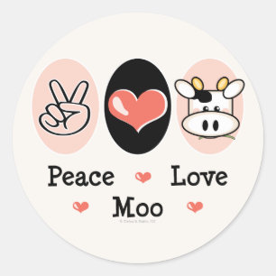 Stickers Peace Love Moo Cow