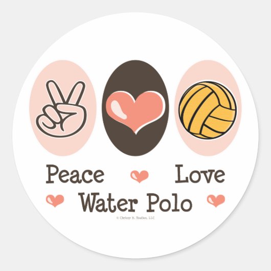 Stickers Peace Love Water Polo (Devant)