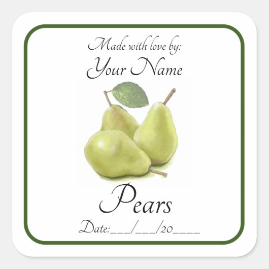 Stickers Pear Preserve et Étiquettes modifiables (Devant)