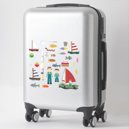 Stickers pêche (Sur valise)