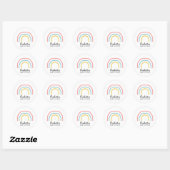 Stickers Peinture baby shower Arc-en-ciel rose pas (Feuille)