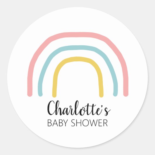 Stickers Peinture baby shower Arc-en-ciel rose pas (Devant)
