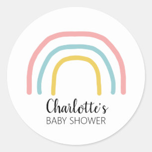 Stickers Peinture baby shower Arc-en-ciel rose pas