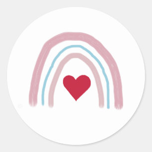 Stickers Peinture Coeur Arc-en-Ciel rose Ombre