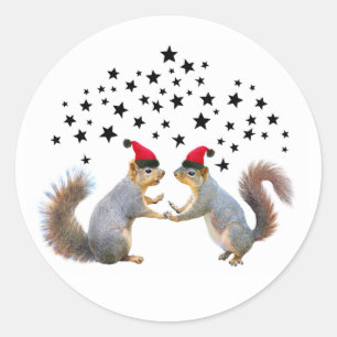 Stickers père Noël écureuils avec étoiles