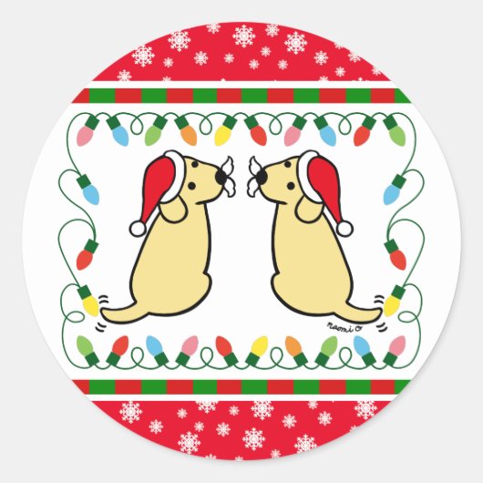 Stickers Père Noël Twin Yellow Labradors (Devant)