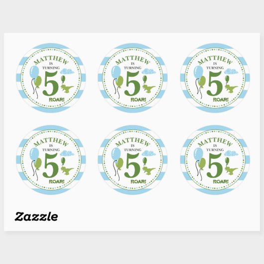Stickers Personnalisé Dino Anniversaire (Feuille)