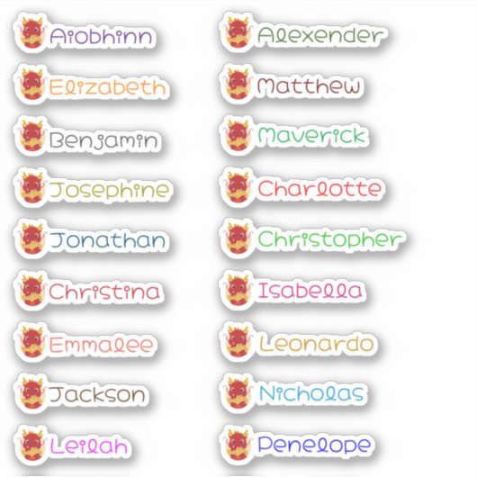Stickers Personnalisé Plusieurs Noms De Dragon Cut (Devant)
