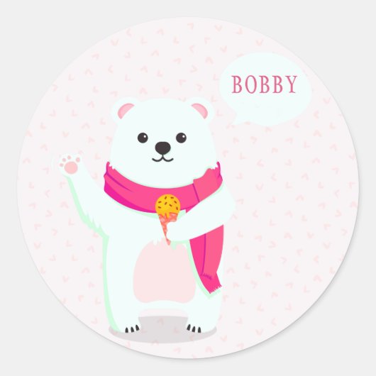 Stickers personnalisés à l'ours polaire mignon (Devant)