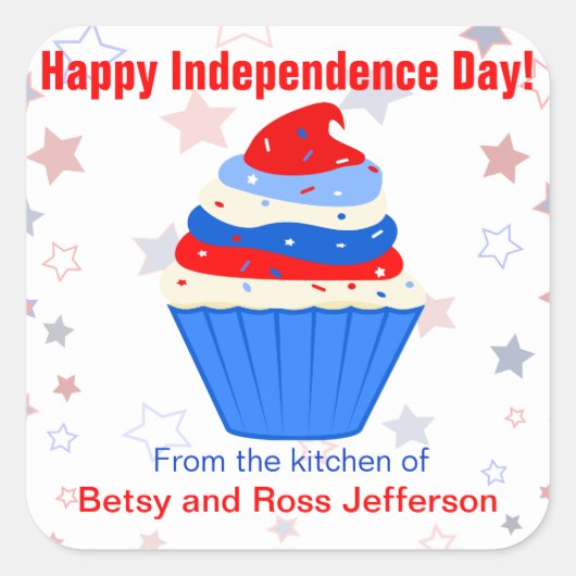 Stickers Personnalisés de Cupcake Rouge, Blanc et (Devant)