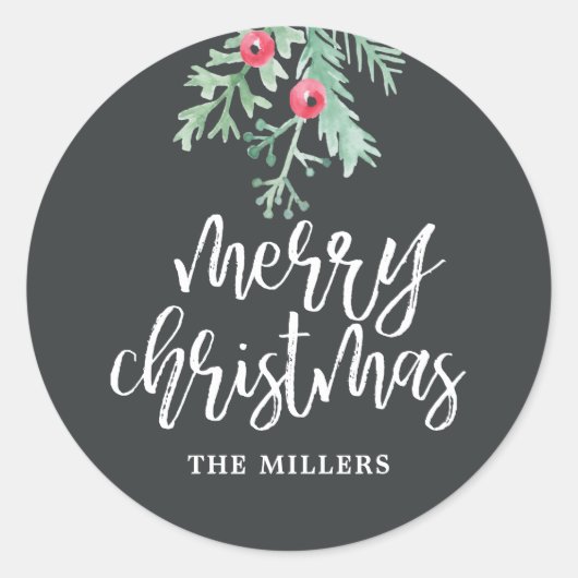 Stickers personnalisés de Noël à feuillage persist (Devant)