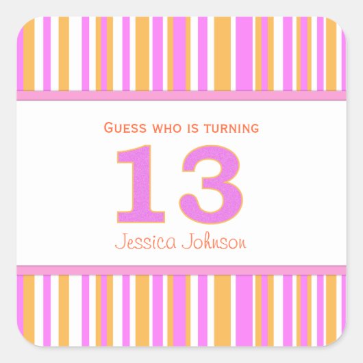 Stickers Personnalisés en forme d'étoile 13e anniv (Devant)