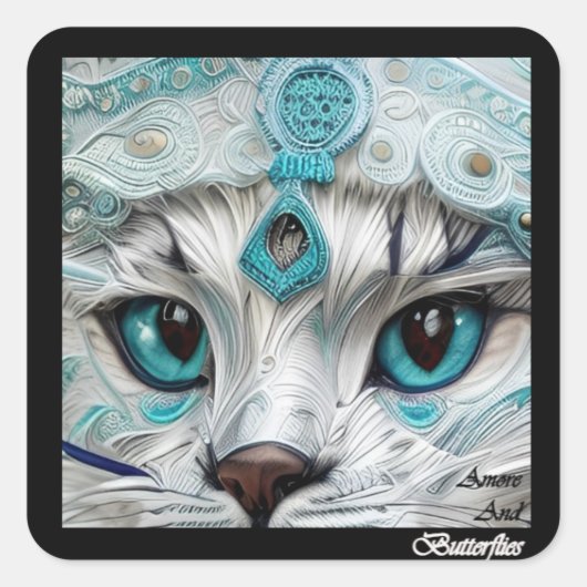 #Stickers Pet Model, Kattenogen 1/3 Vierkante Sticker (Voorkant)