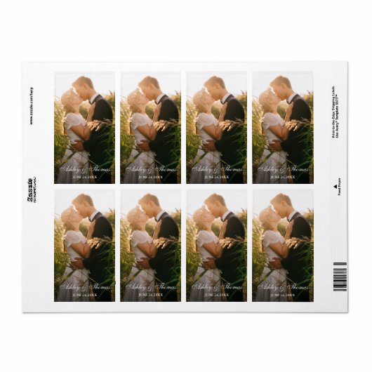 Stickers Petit Faveur Mariage Photo Personnalisé (Feuille entière)