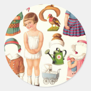 Stickers Petite poupée en papier fille