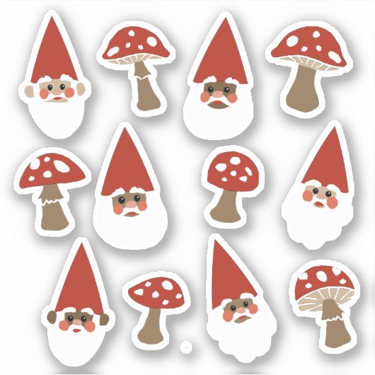 Stickers Petits Gnomes et Champignons (Devant)