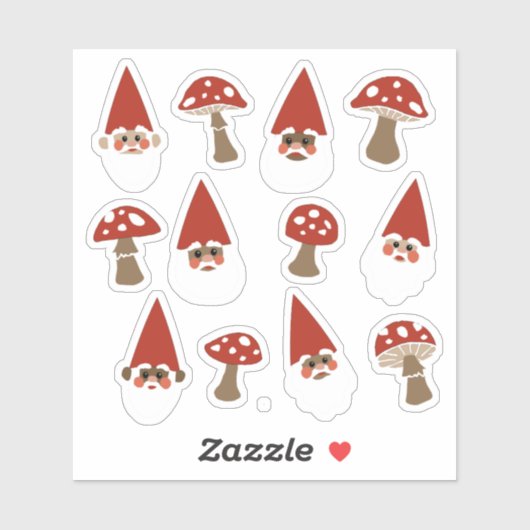 Stickers Petits Gnomes et Champignons (Feuille)