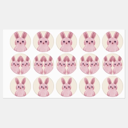 stickers petits lapins roses (Feuille)