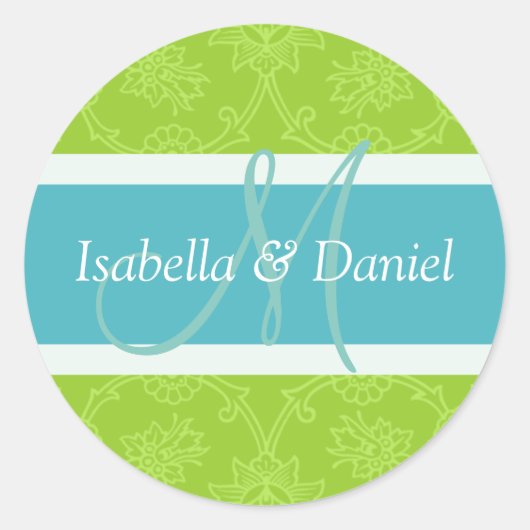 Stickers Phoque Monogramme Vert Et Bleu (Devant)