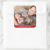 Stickers photo de Noël du premier bébé Carré rouge (Sac)