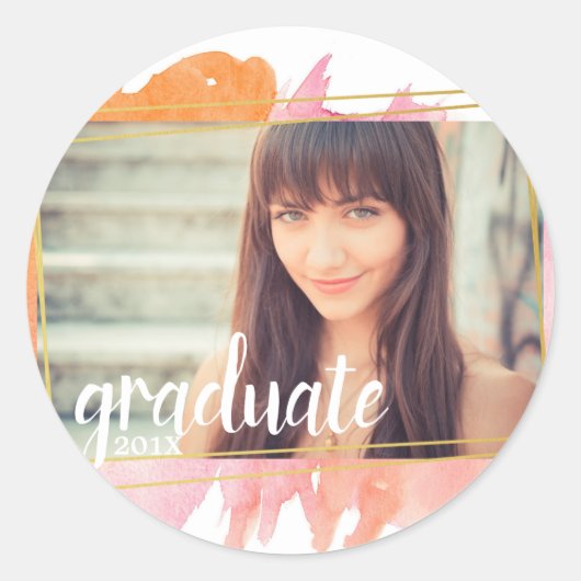 Stickers photo Pink Watercolor Graduation (Devant)