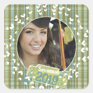 Stickers Photo Plaid Graduation ou Sweet sixteen