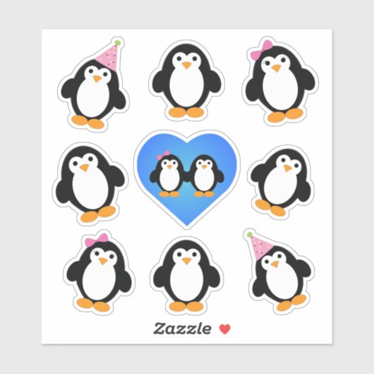 Stickers Pingouins Cute (Feuille)