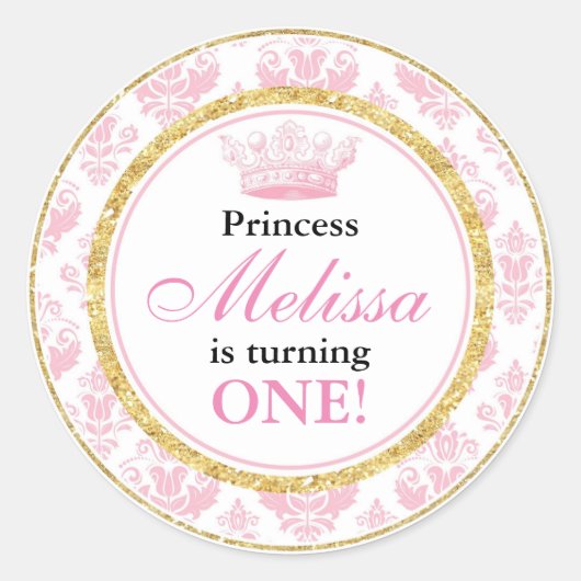 Stickers Pink Damask Gold Princess 1er Anniversair (Devant)