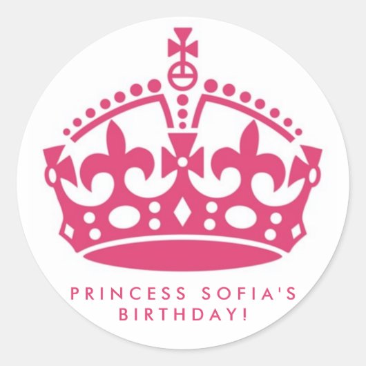Stickers Pink Princess Party Tiara Favoriser (Devant)