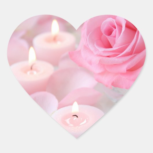Stickers—Pink Rose & Candles Hart Sticker (Voorkant)