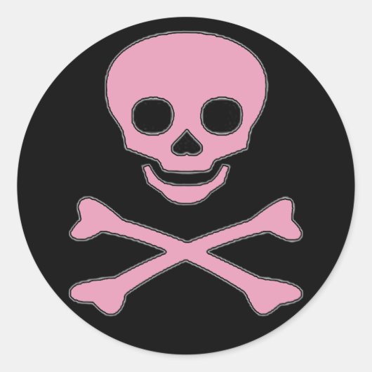 Stickers Pirate fille Jolly roger rose (Devant)