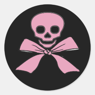 Stickers Pirate Jolly roger rose en ruban