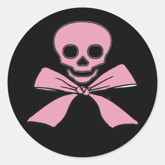 Stickers Pirate Jolly roger rose en ruban (Devant)