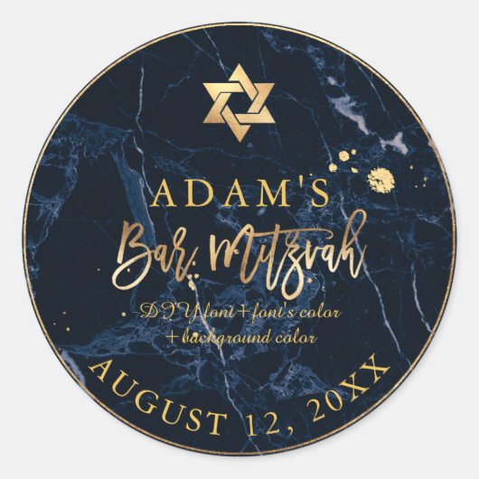 Stickers PixDezines Marble Mitzvah/Bleu de minuit (Devant)