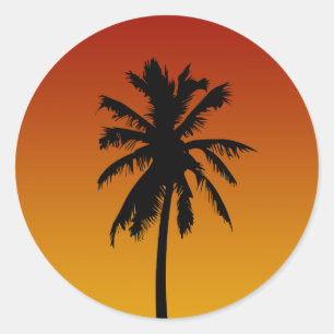 Stickers Plage Silhouette Palm Tree