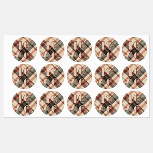 Stickers Plaid des années 1940 (Feuille)