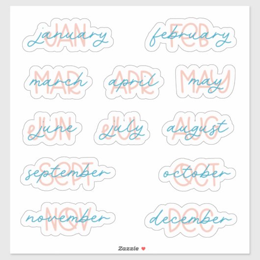 Stickers Planner de 12 mois (Feuille)