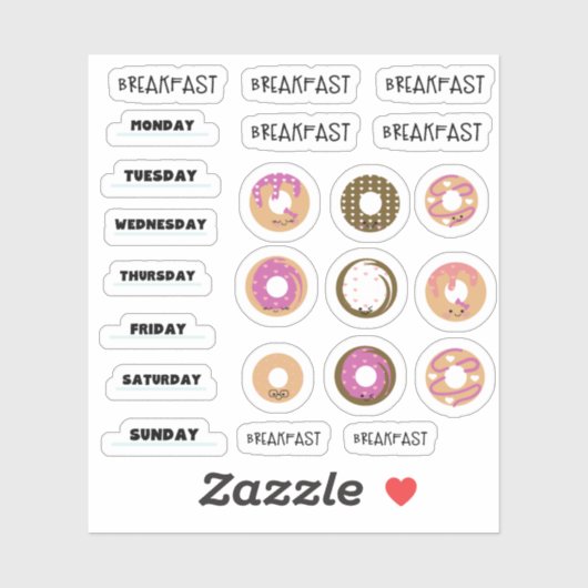 Stickers Planner pour le petit-déjeuner Kawaii Don (Feuille)