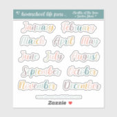 Stickers Planner Retro Rainbow Mois de l'année (Feuille)