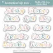 Stickers Planner Retro Rainbow Mois de l'année (Devant)