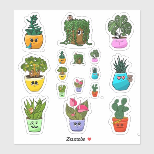 Stickers Plante maison mignonne Emoji (Feuille)