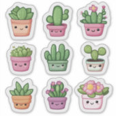 Stickers Plante vert doux Kawaii Succulent (Devant)