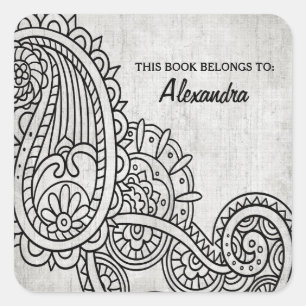 Stickers Plaque Motif Mehndi Gris