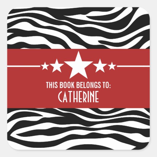 Stickers Plaque rouge Sassy Star Zebra (Devant)